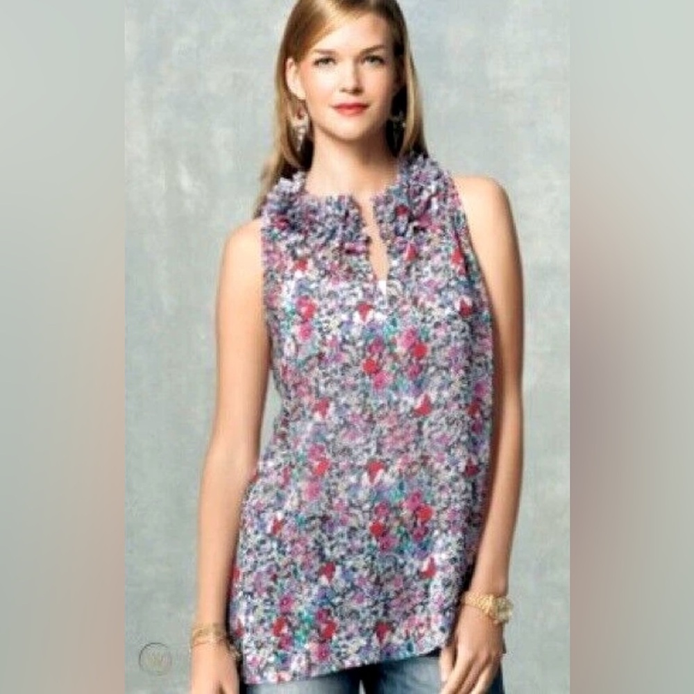 CAbi Liberty Floral Ruffle Sleeveless Tank Top #355 Size M